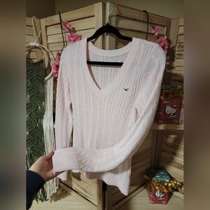 NEW HOLLISTER BABY PINK V NECK SWEATER
